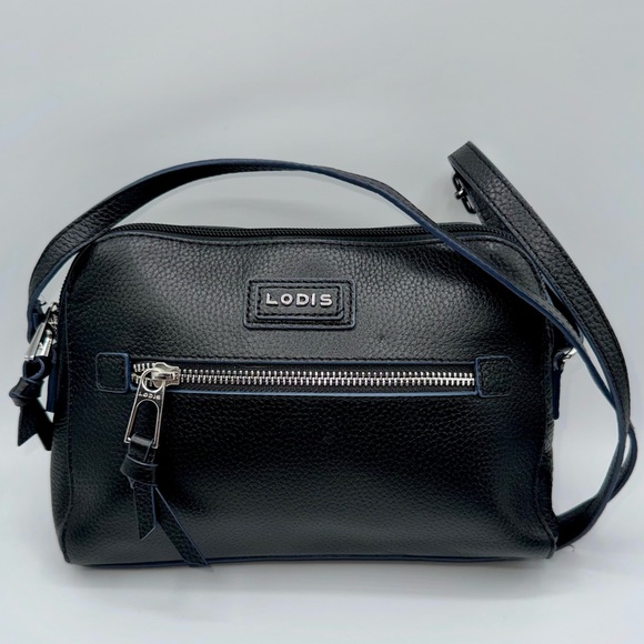 Lodis Handbags - LODIS Black Genuine Pebble Grain Leather Crossbody Bag